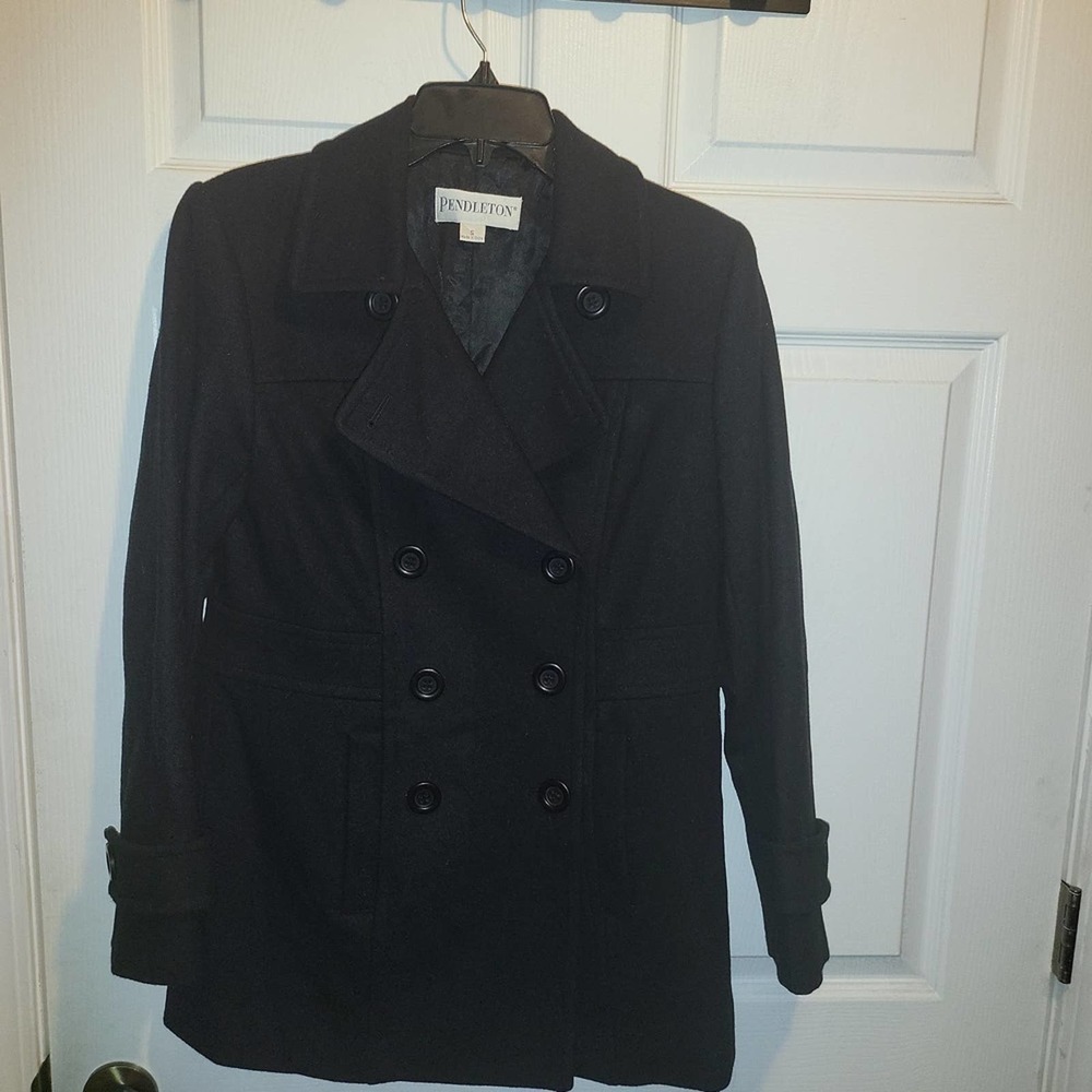Pendleton 100% Merino Wool Pea Coat, Black Size Small